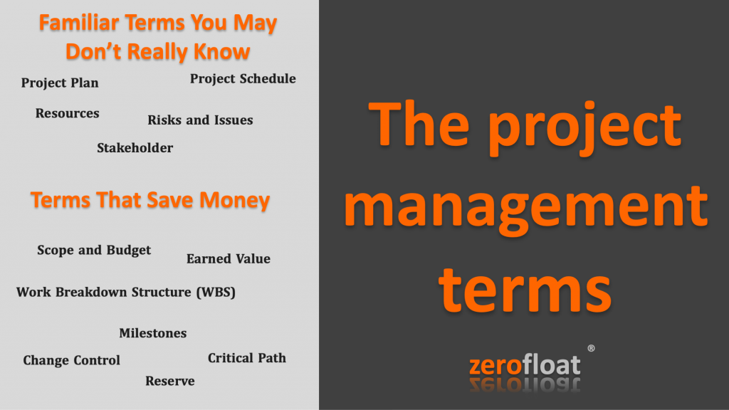The project management terms